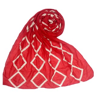 Designer Zig Zag Grid Hijab - Red